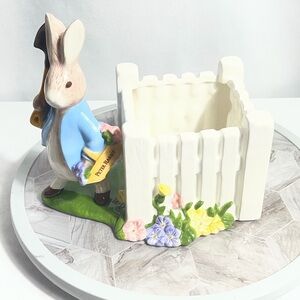 Beatrix Potter Peter Rabbit Ceramic Planter Teleflora Garden Fence 2001